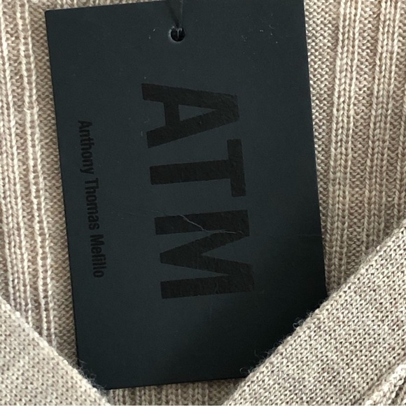ATM Cardigan Ribbed Merino Wool Fitted Tan Large NWT - Picture 5 of 12
